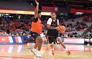 On Friday, Syracuse basketball fans had the chance to see the 2023-24 men's and women's teams in action. Both squads participated in scrimmages and a variety of skills competitions. 